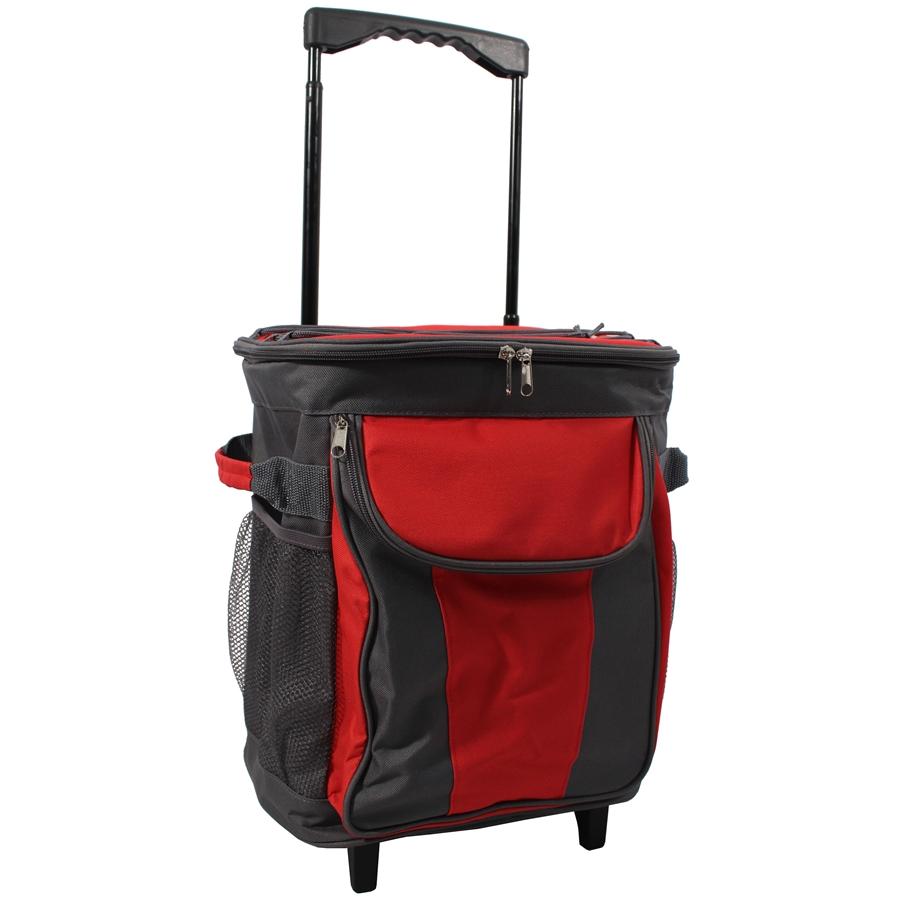 Innovation Nature - Glacière Isolante sur Roulette, 32x21x37cm, Contient 40 Canettes, Rouge et Grise - Simple Boutique