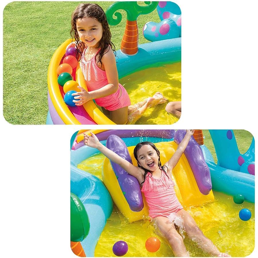 Intex - Aire de Jeu Aquatique DinoLand, 118'' x 90'' x 44'', Comprend 1 Tobbogan et Accessoires - Simple Boutique