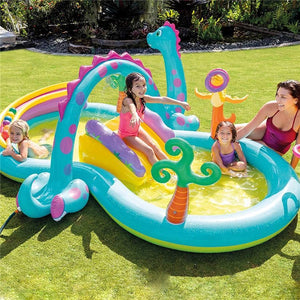 Intex - Aire de Jeu Aquatique DinoLand, 118'' x 90'' x 44'', Comprend 1 Tobbogan et Accessoires - Simple Boutique