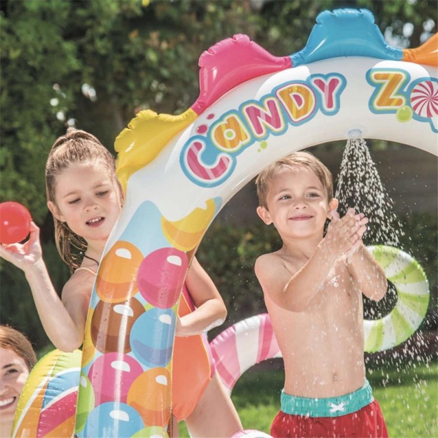 Intex - Aire de Jeux Aquatique Royaume des Bonbons, 116'' x 75'' x 51'', Comprend 2 Bassins, 1 Toboggan et Accessoires, Multicolore - Simple Boutique