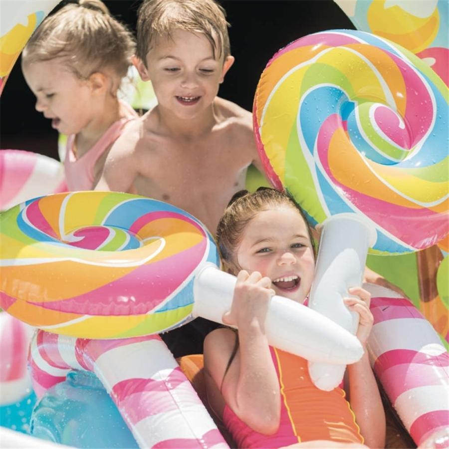 Intex - Aire de Jeux Aquatique Royaume des Bonbons, 116'' x 75'' x 51'', Comprend 2 Bassins, 1 Toboggan et Accessoires, Multicolore - Simple Boutique
