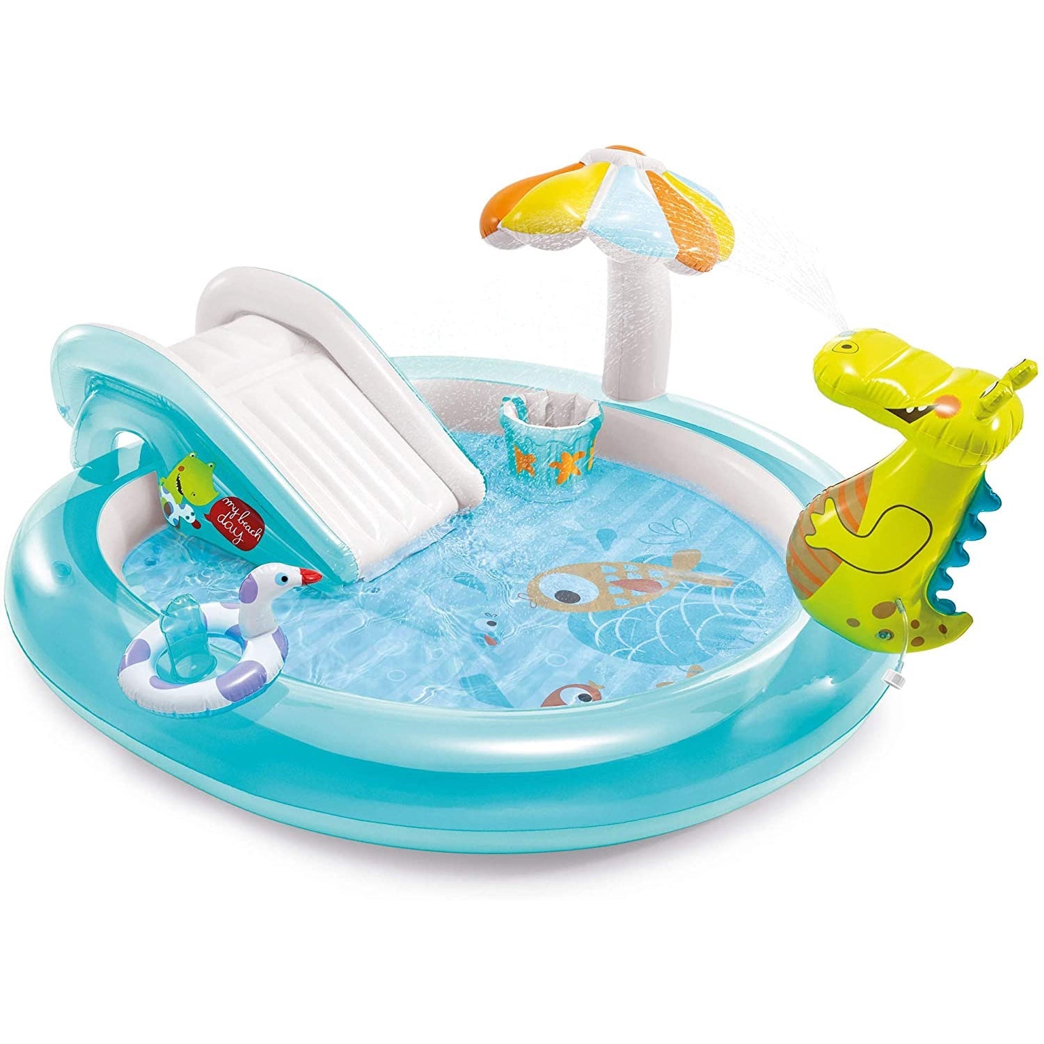 Intex - Aires de Jeux Aquatique Alligator, 79'' x 67'' x 33'', Comprend 1 Boué et 1 Sceau Gonflable, Multicolore - Simple Boutique