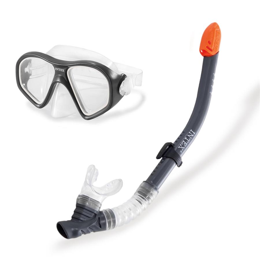Intex - Ensemble de Plongée Reef Rider, Masque et Tuba, Noir - Simple Boutique