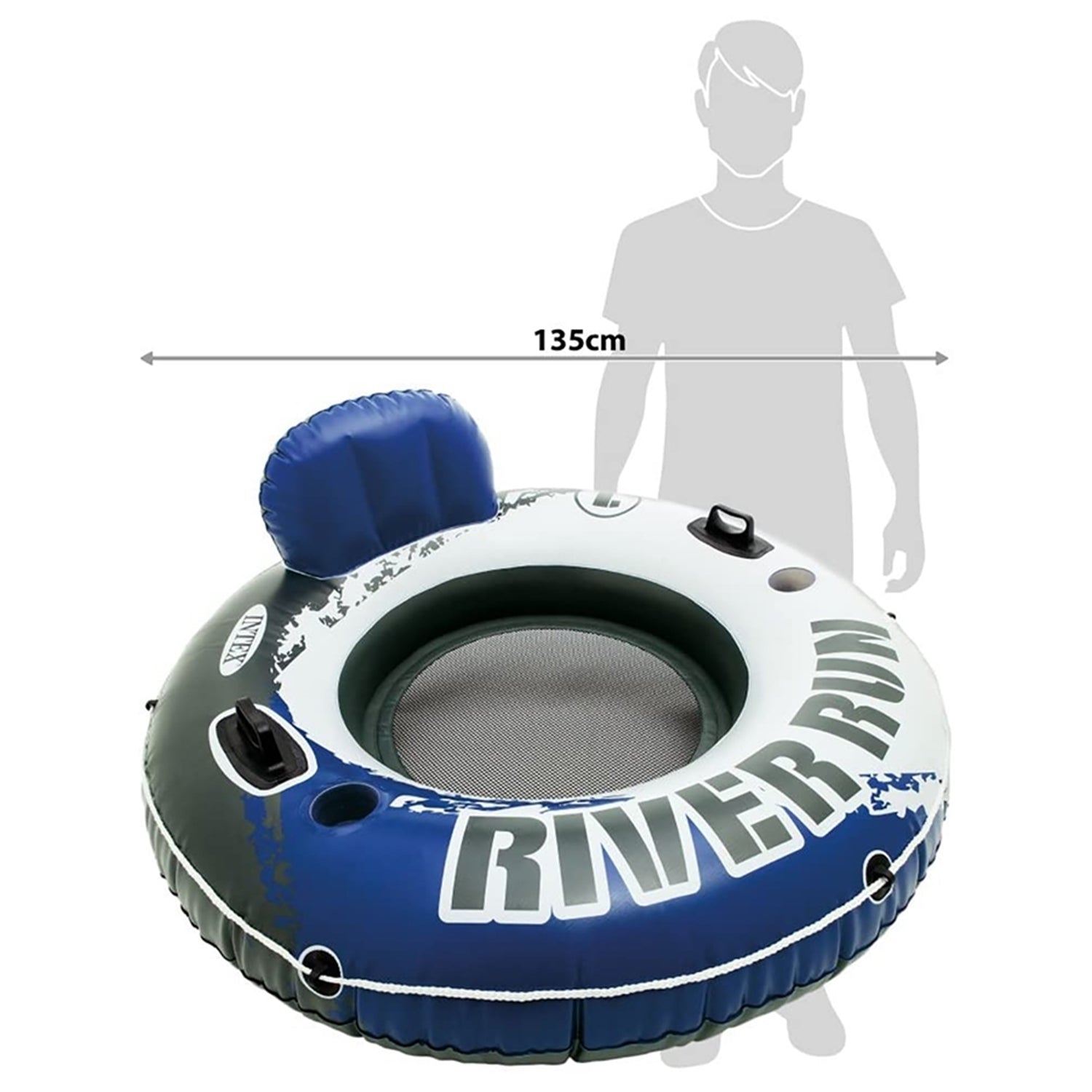 Intex - Fauteuil Gonflable River Run pour Piscine, Diamètre de 53'', Bleu et Blanc - Simple Boutique