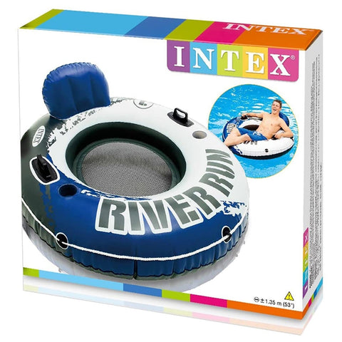 Intex - Fauteuil Gonflable River Run pour Piscine,  Diamètre de 53'', Bleu et Blanc