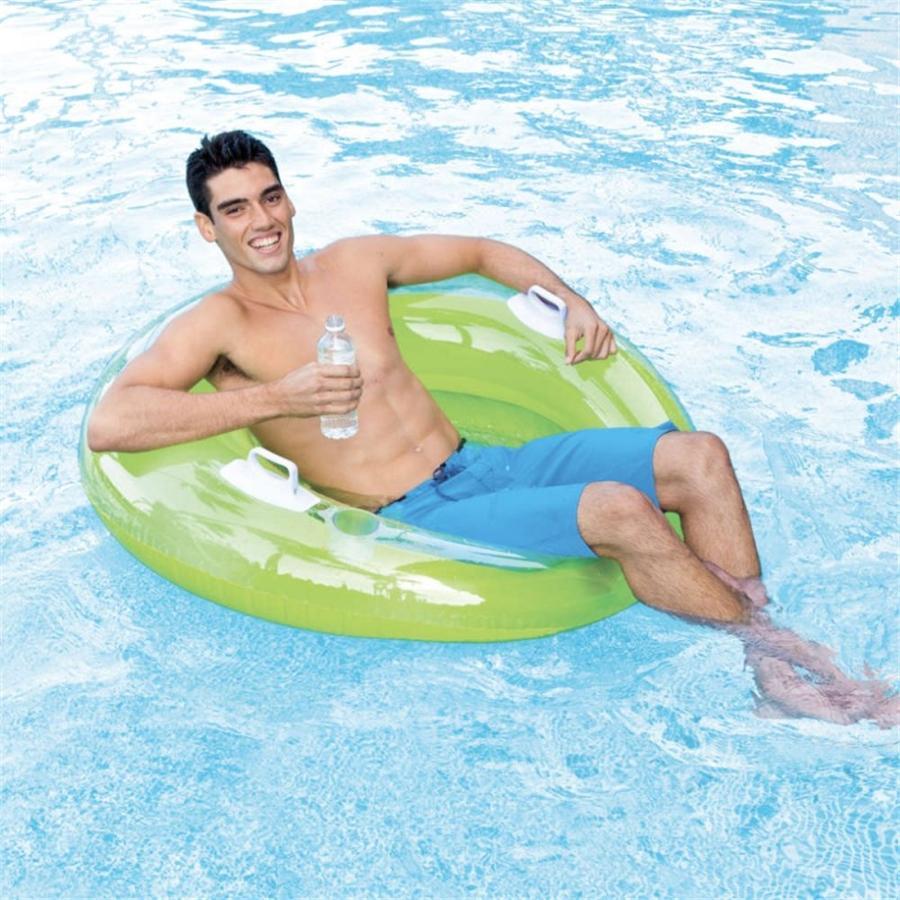 Intex - Fauteuil de Piscine Gonflable avec Porte Gobelet, Diamètre de 47'', Vert - Simple Boutique