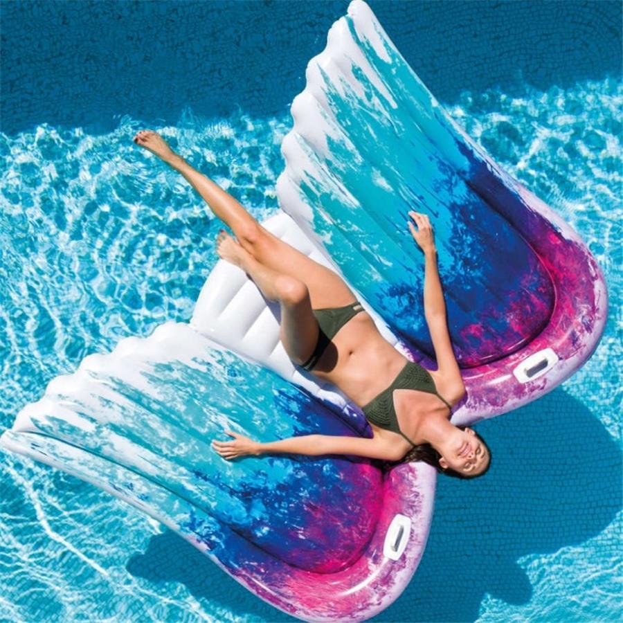 Intex - Matelas Gonflable Ailes d'ange pour Piscine, 85'' x 61'' x 8'', Rose et Bleu - Simple Boutique