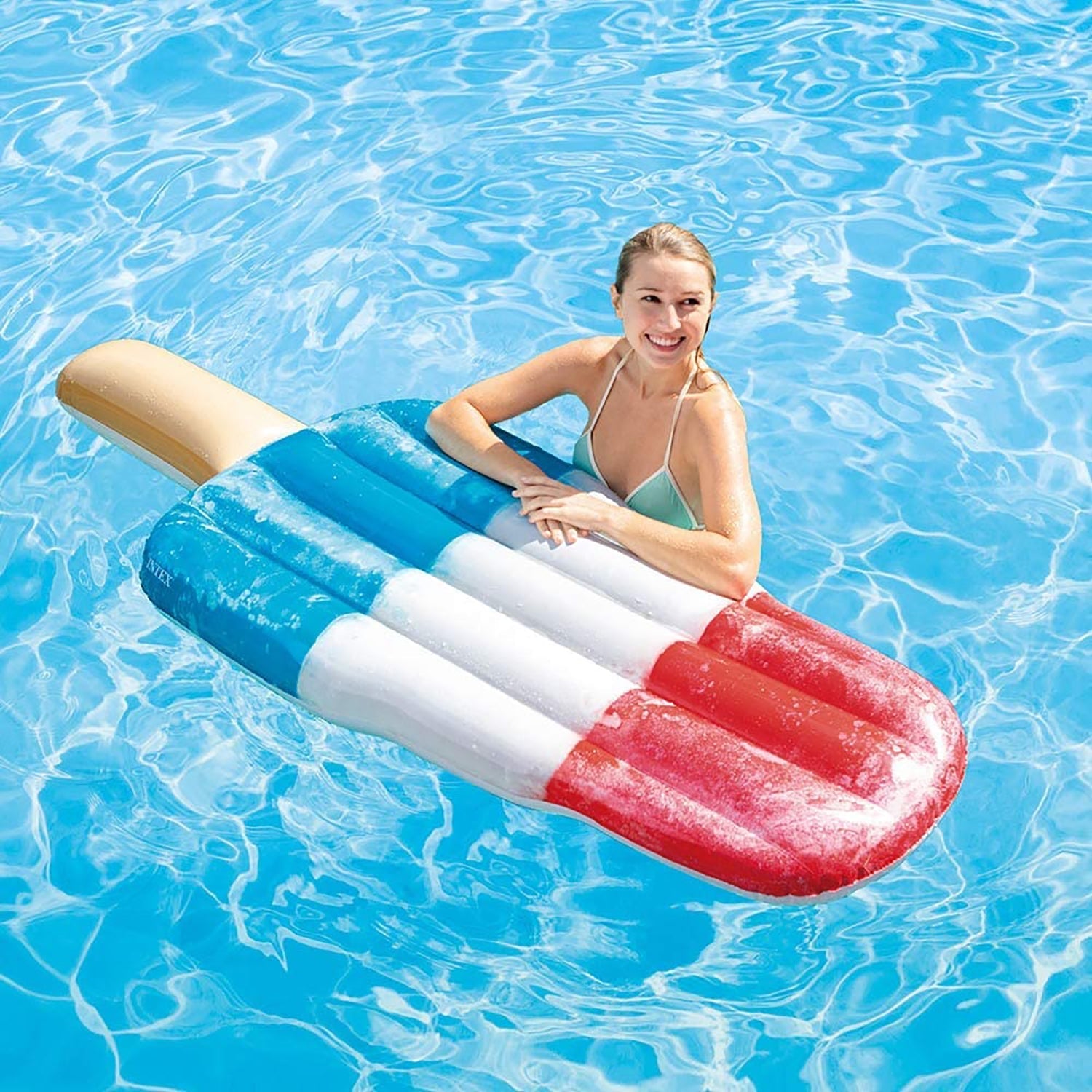 Intex - Matelas Gonflable pour Piscine En Forme d'Esquimeau, 72'' x 26'', Rouge, Blanc et Bleu - Simple Boutique