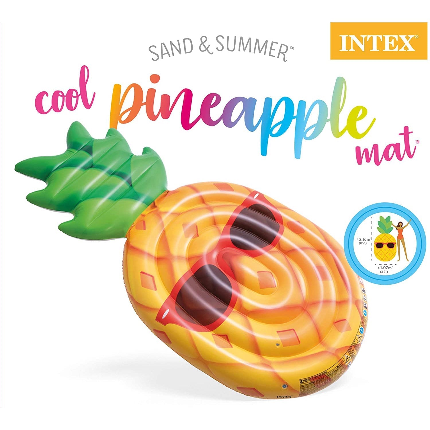 Intex - Matelas Gonflable pour Piscine en forme d'ananas, 85'' x 42'', Jaune - Simple Boutique