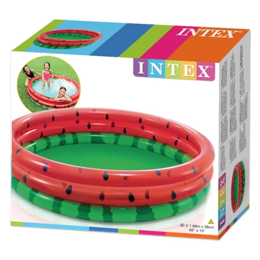Intex - Piscine Gonflable pour Enfant à Trois Anneaux, 66" X 15" Motif Melon-D'eau - Simple Boutique