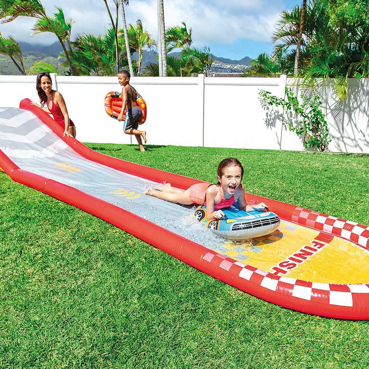 Intex - Tapis Glissant Gonflable, 18' 5'' X 3' 11'' x 2' 6'', Comprend 2 Planches de Surf, Rouge - Simple Boutique