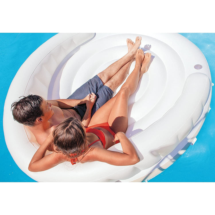 Intex - île Flottante Gonflable avec Pare-Soleil pour Piscine, 78.5'' x 59'', Beige - Simple Boutique
