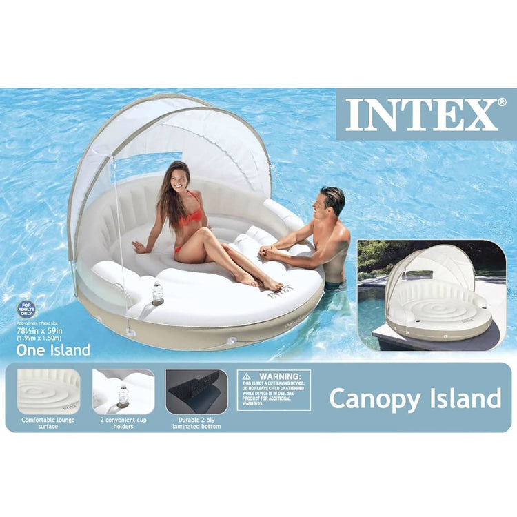 Intex - île Flottante Gonflable avec Pare-Soleil pour Piscine, 78.5'' x 59'', Beige - Simple Boutique