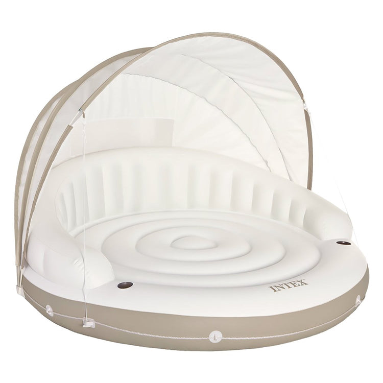 Intex - île Flottante Gonflable avec Pare-Soleil pour Piscine, 78.5'' x 59'', Beige - Simple Boutique