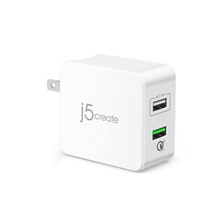 J5Create - Chargeur Mural USB 3.0 avec 2 Port, Blanc