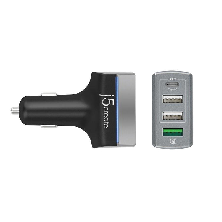 J5Create - Chargeur pour Voiture 4 Ports USB Type-C, Blanc - Simple Boutique