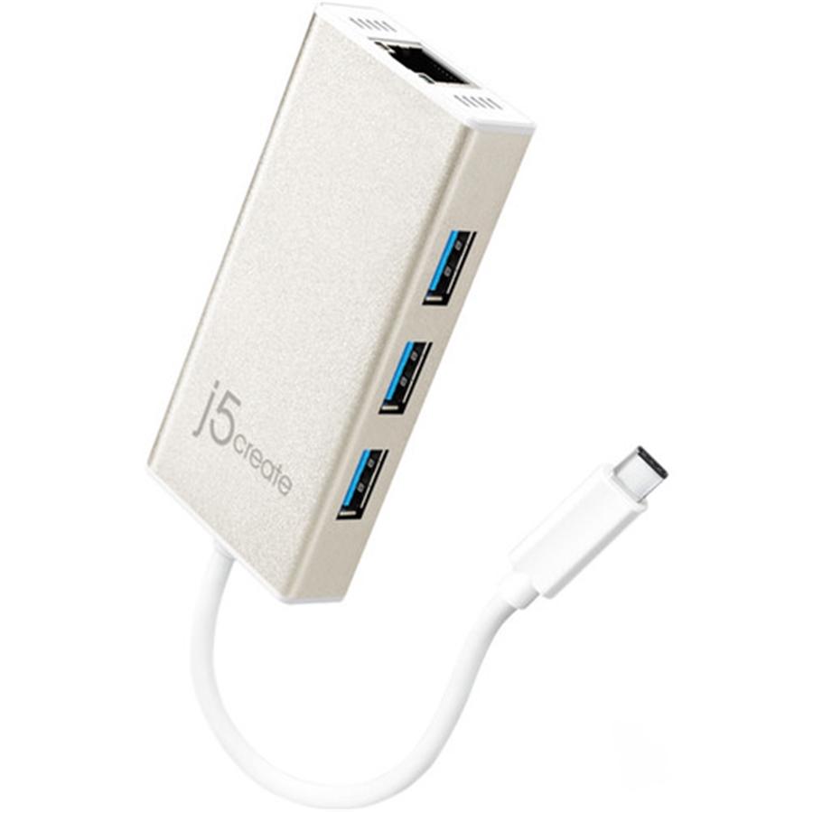 J5Create - Concentrateur et Adaptateur Type-C USB 3.1, Ethernet, Blanc