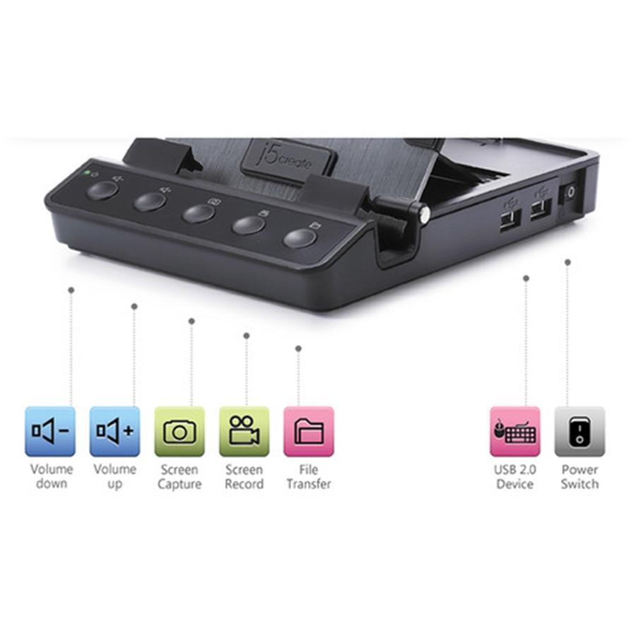 J5Create - Support Android pour Téléphone avec Ports USB avec sortie HDMI et VGA, micro-USB et sortie audio AUX 3,5 mm, Noir - Simple Boutique