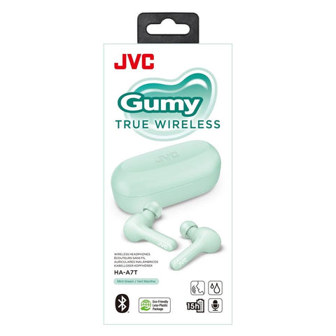 JVC - Écouteurs Gumy Intra-Auriculaire Sans-Fil, Bluetooth 5.0, True Wireless avec Boitier de Recharge, Menthe