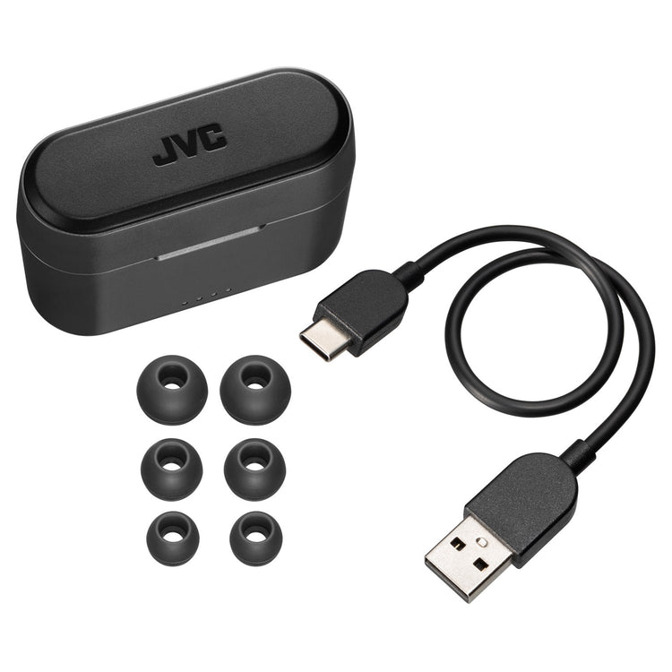 JVC HA-A9T-B - Écouteurs Intra-Auriculaires Sans-Fil, Bluetooth 5.1 avec Boitier de Recharge et Capteur Tactile, Noir - Simple Boutique