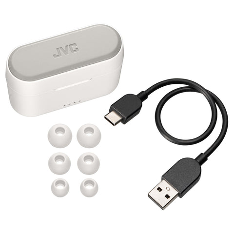 JVC HA-A9T-W - Écouteurs Intra-Auriculaires Sans-Fil, Bluetooth 5.1 avec Boitier de Recharge et Capteur Tactile, Blanc