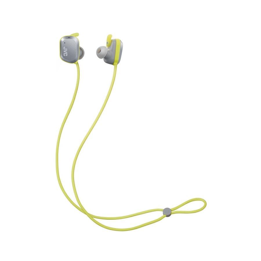JVC HA-AE1W-H - Écouteurs Intra-Auriculaire Sport, Sans-Fil, Bluetooth 5.0 avec Microphone et Télécommande, Gris et Jaune