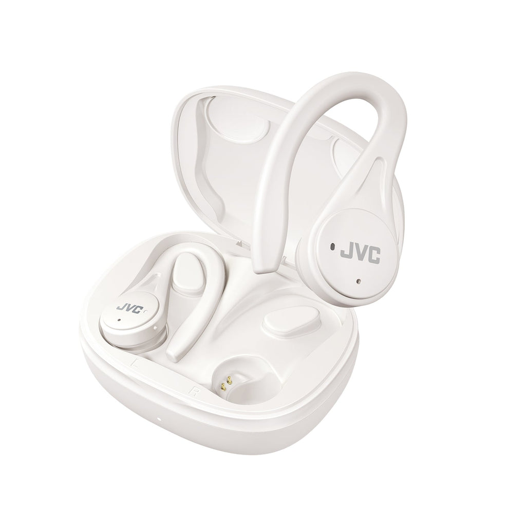 JVC HA-EC25T - Écouteurs Intra-Auriculaires Sans-Fil pour le Sport, Bluetooth 5.1, Avec Boitier de Recharge et Commandes Tactiles, Blanc