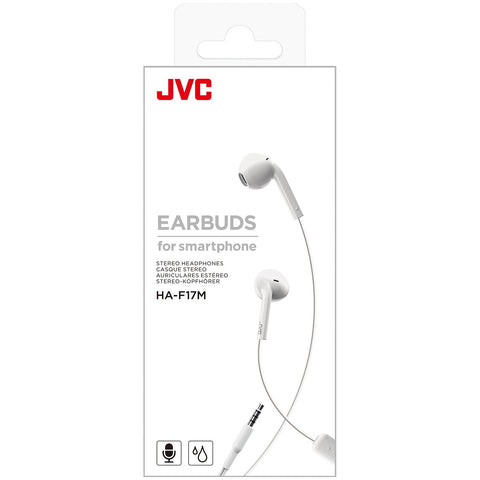 JVC HA-F17M-W - Écouteurs Filaires Intra-Auriculaires avec Télécommande et Microphone Intégrés, Blanc