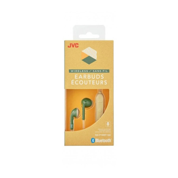 JVC HA-F19BT-GC Écouteurs Retro Bluetooth avec Microphone et Télécommande Vert - Simple Boutique