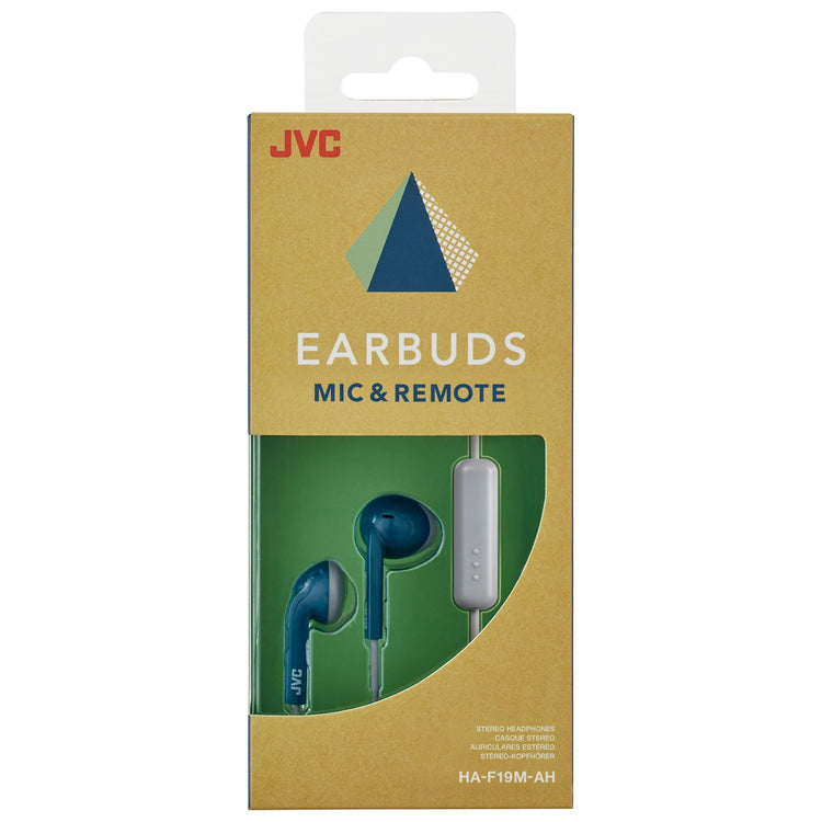 JVC HA-F19M-AH Écouteur Retro Intra-Auriculaire avec Microphone et Télécommande Bleu - Simple Boutique
