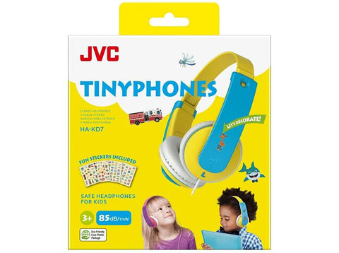 JVC HA-KD7-YN Casque D'Écoute pour Enfants 3 Ans et Plus Avec Autocollants Jaune