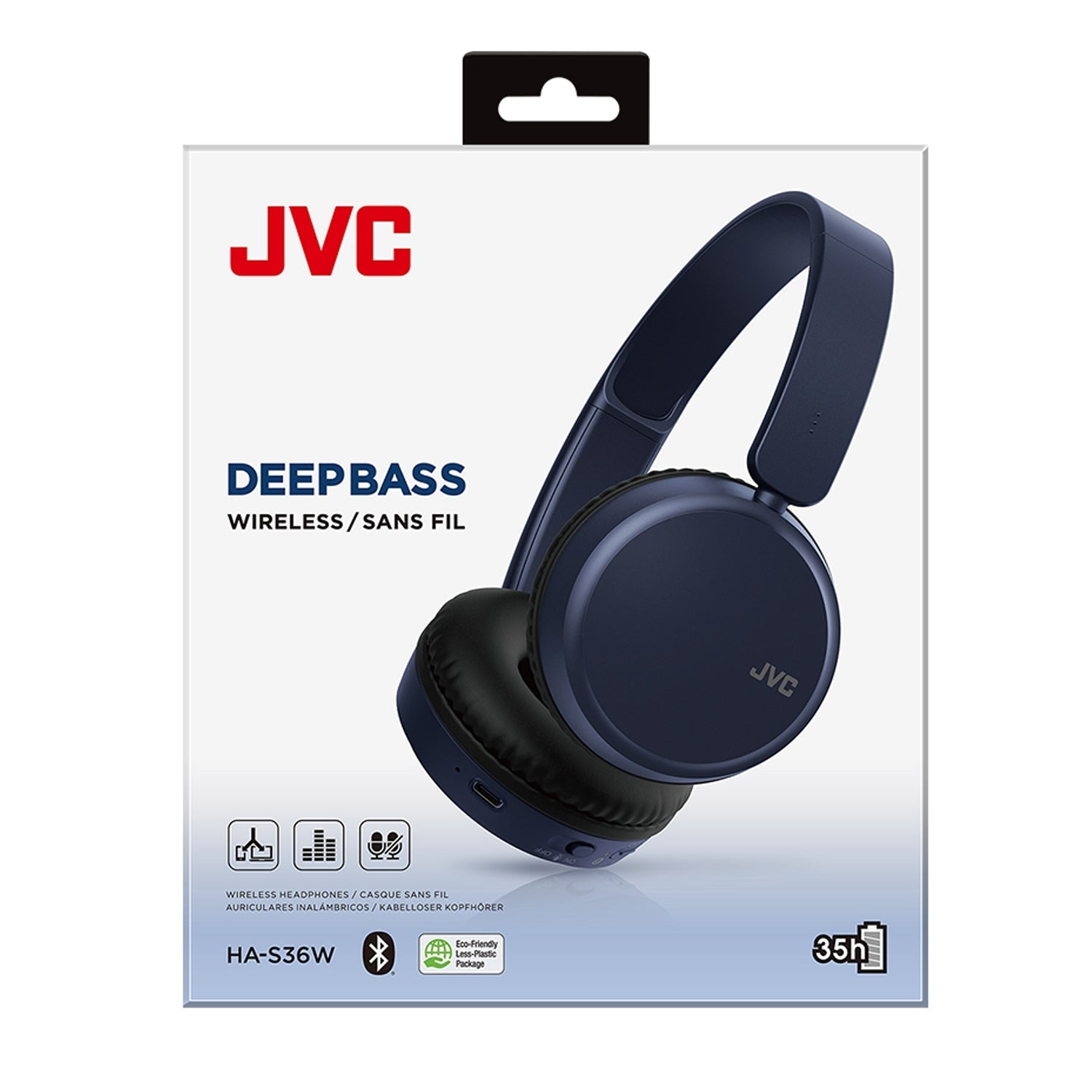 JVC HA-S36W-A - Écouteur Supra-Auriculaire Sans-Fil, Bluetooth 5.2, Télécommande et Microphone Intégrés, Bleu - Simple Boutique