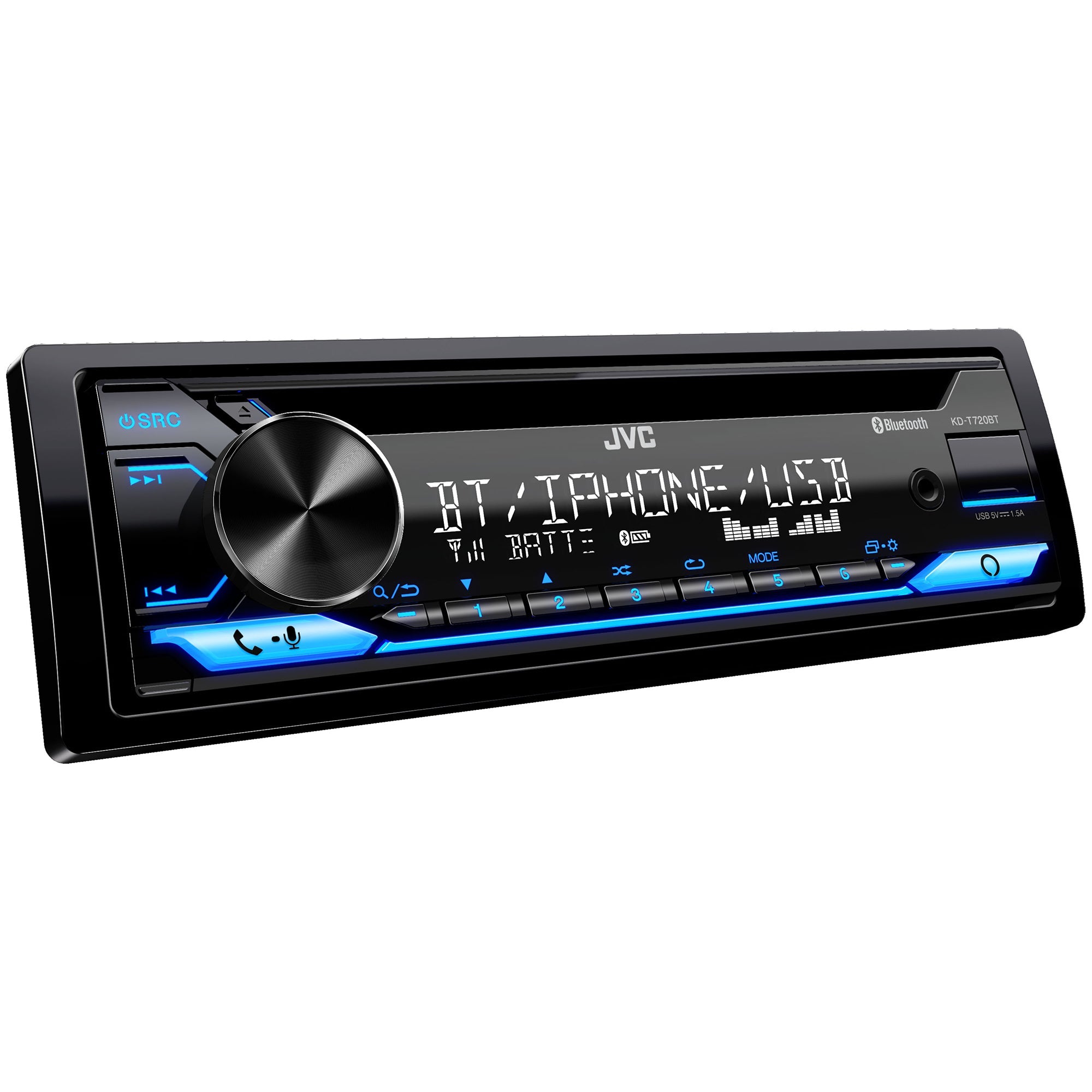 JVC KD-T720BT Lecteur CD/Radio pour Tableau de Bord Bluetooth pour Voiture, Noir - Simple Boutique
