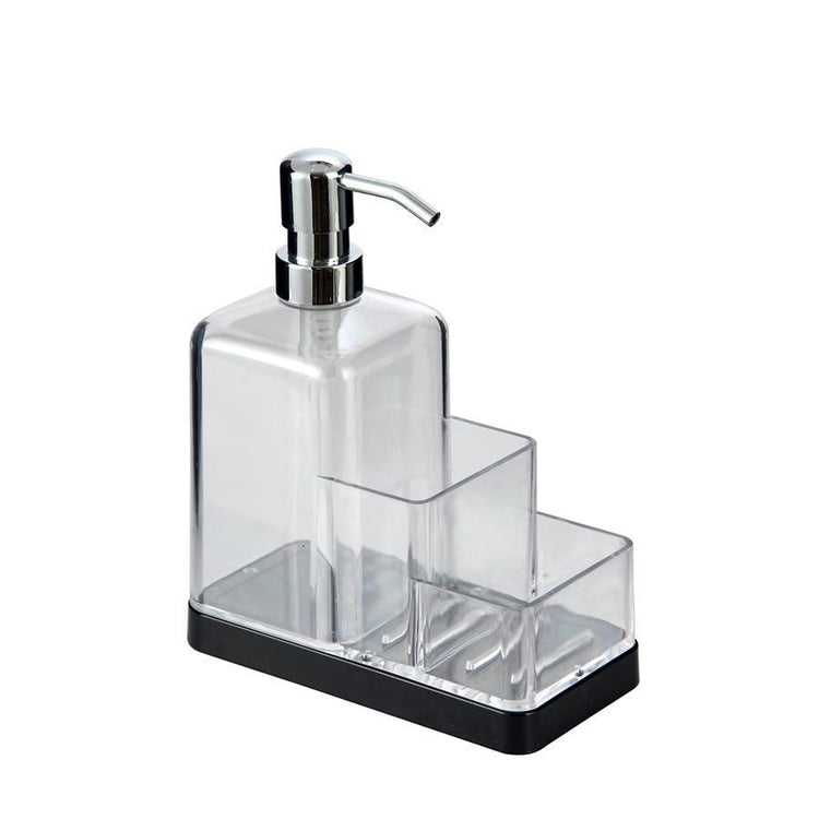 Jessar - Distributeur de Savon avec Rangement pour Éponge, Transparent - Simple Boutique