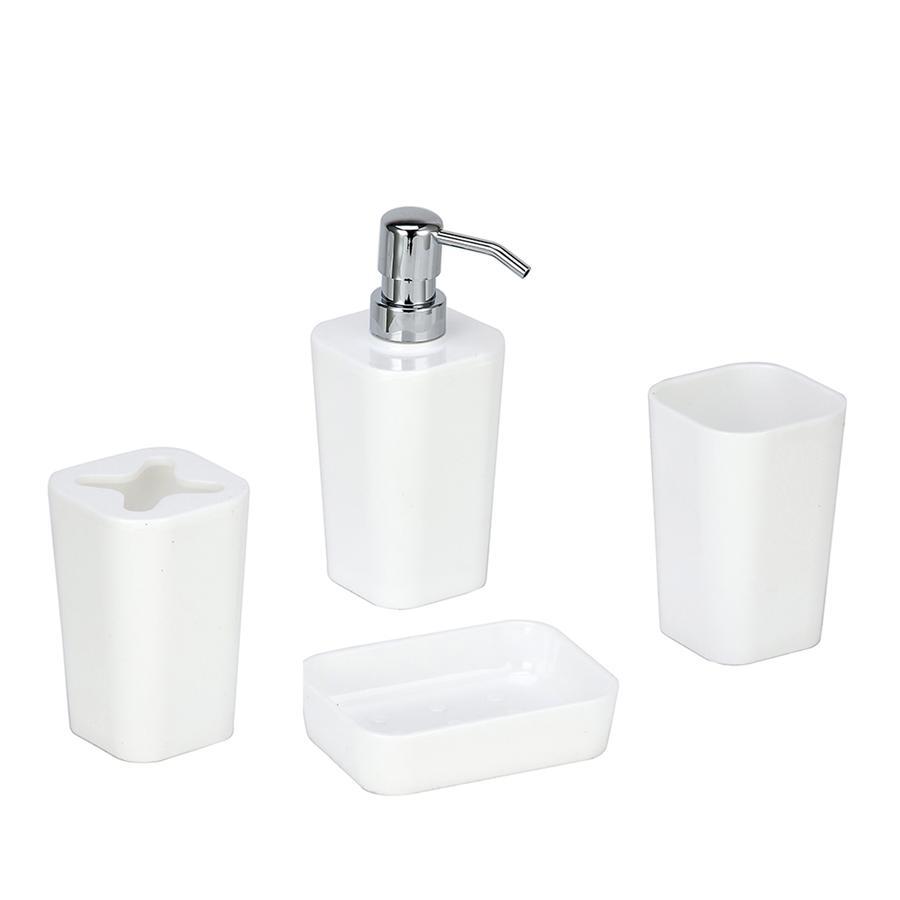 Jessar - Ensemble d'accessoires pour Salle de Bain 4 Morceaux, Blanc - Simple Boutique