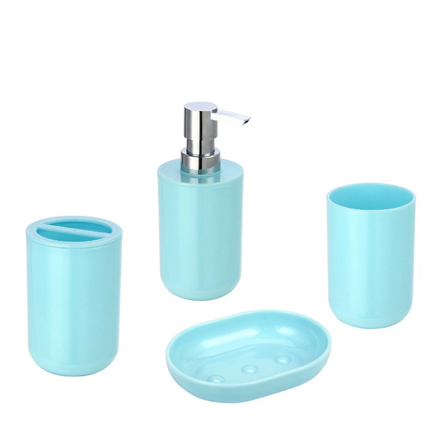 Jessar - Ensemble d'accessoires pour Salle de Bain 4 Morceaux, Bleu - Simple Boutique
