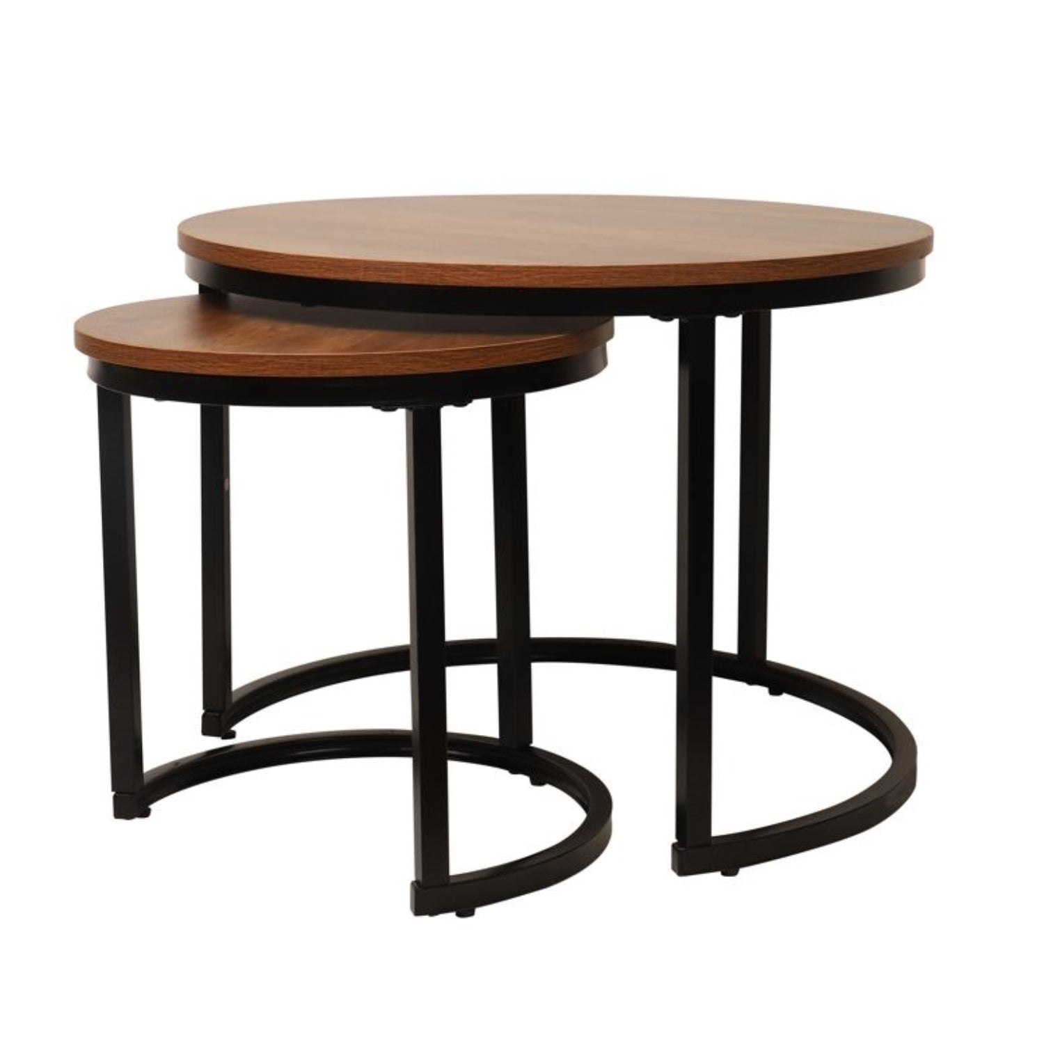 Jessar - Ensemble de 2 Tables à Café Rondes, De la Collection Bali, Grain de Bois Brun - Simple Boutique