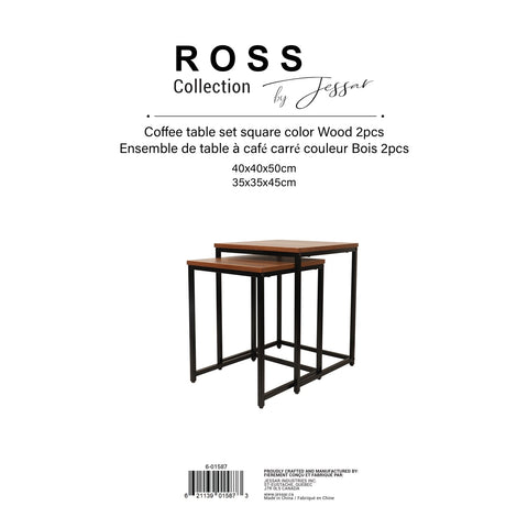 Jessar - Ensemble de 2 Tables d'appoint Carré, De la Collection Ross, Brun