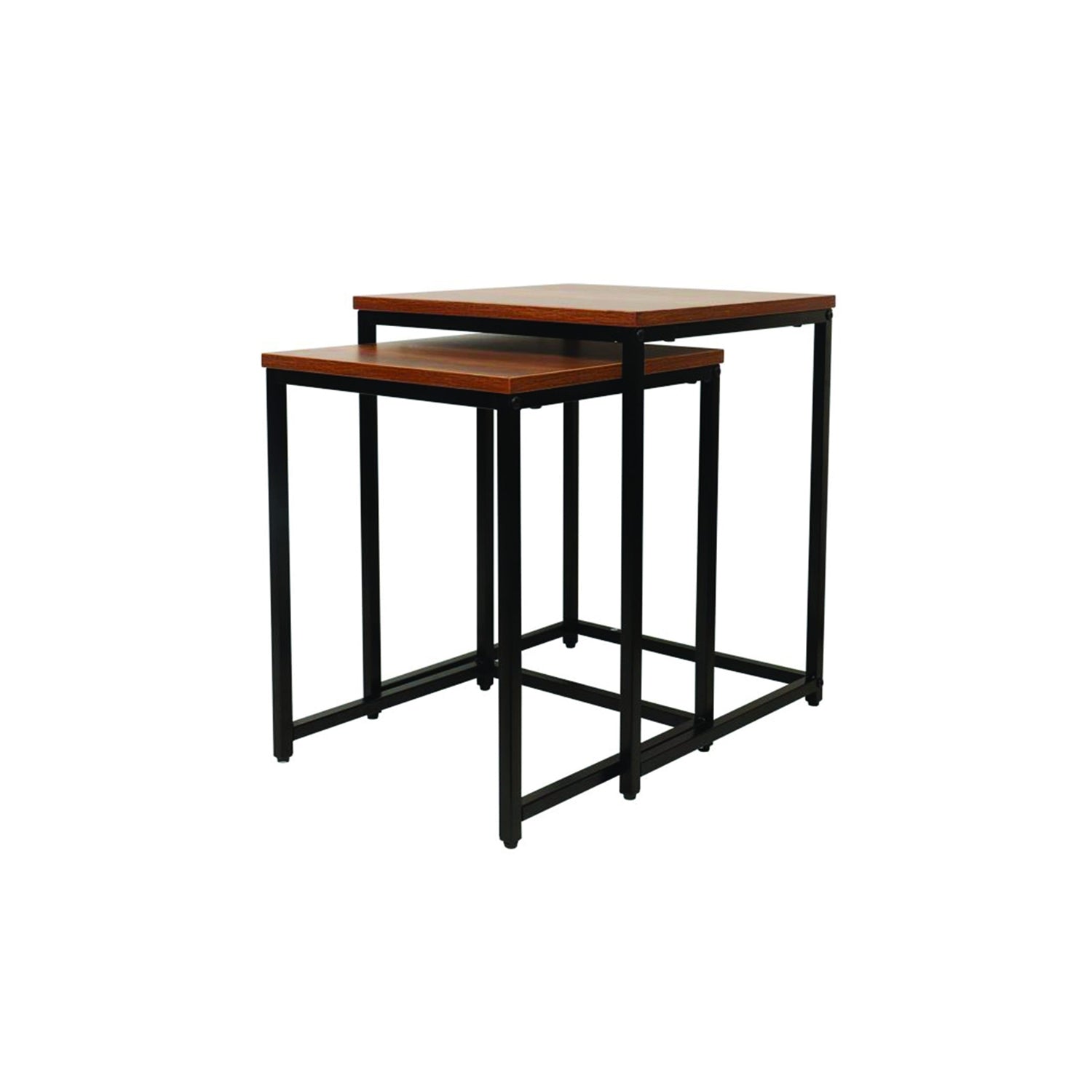 Jessar - Ensemble de 2 Tables d'appoint Carré, De la Collection Ross, Brun - Simple Boutique