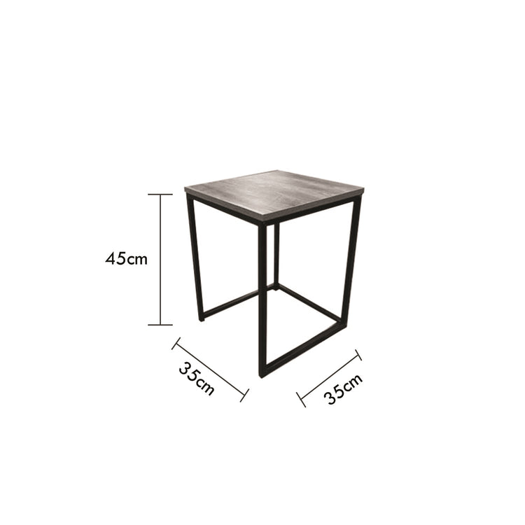 Jessar - Ensemble de 2 Tables d'appoint Carré, De la Collection Ross, Gris - Simple Boutique