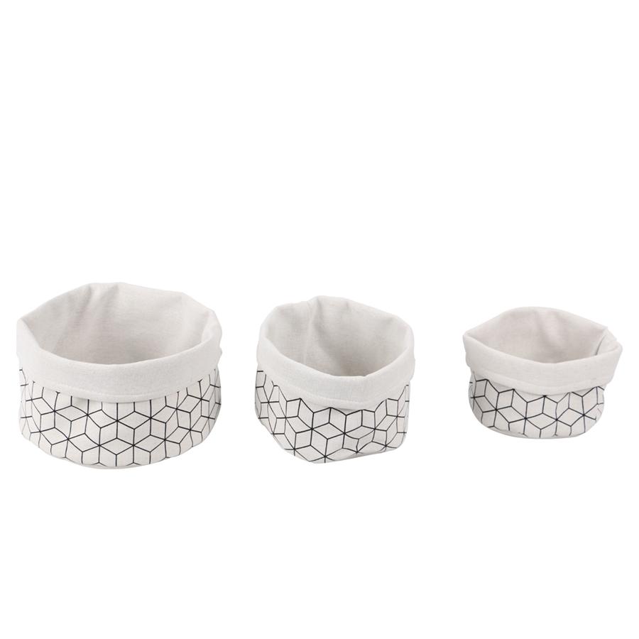Jessar - Ensemble de 3 Panier de Rangement en Tissu Pliable, Blanc - Simple Boutique