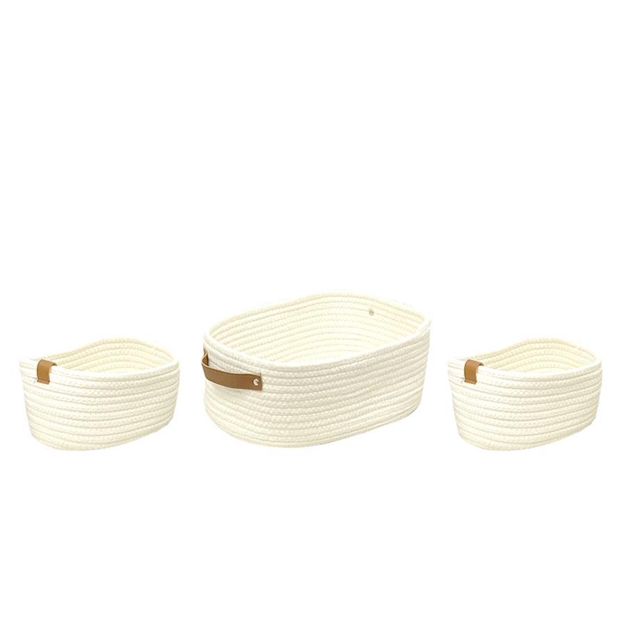 Jessar - Ensemble de 3 Paniers de Rangement Tressés, Blanc - Simple Boutique