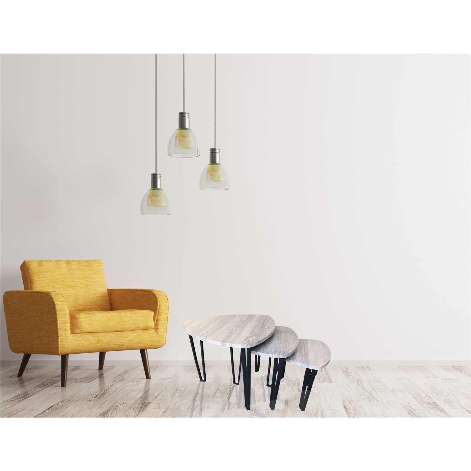 Jessar - Ensemble de 3 Tables à Café avec Base en Métal, De la Collection Webber, Gris - Simple Boutique