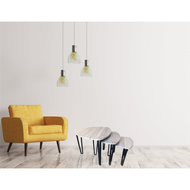 Jessar - Ensemble de 3 Tables à Café avec Base en Métal, De la Collection Webber, Gris - Simple Boutique