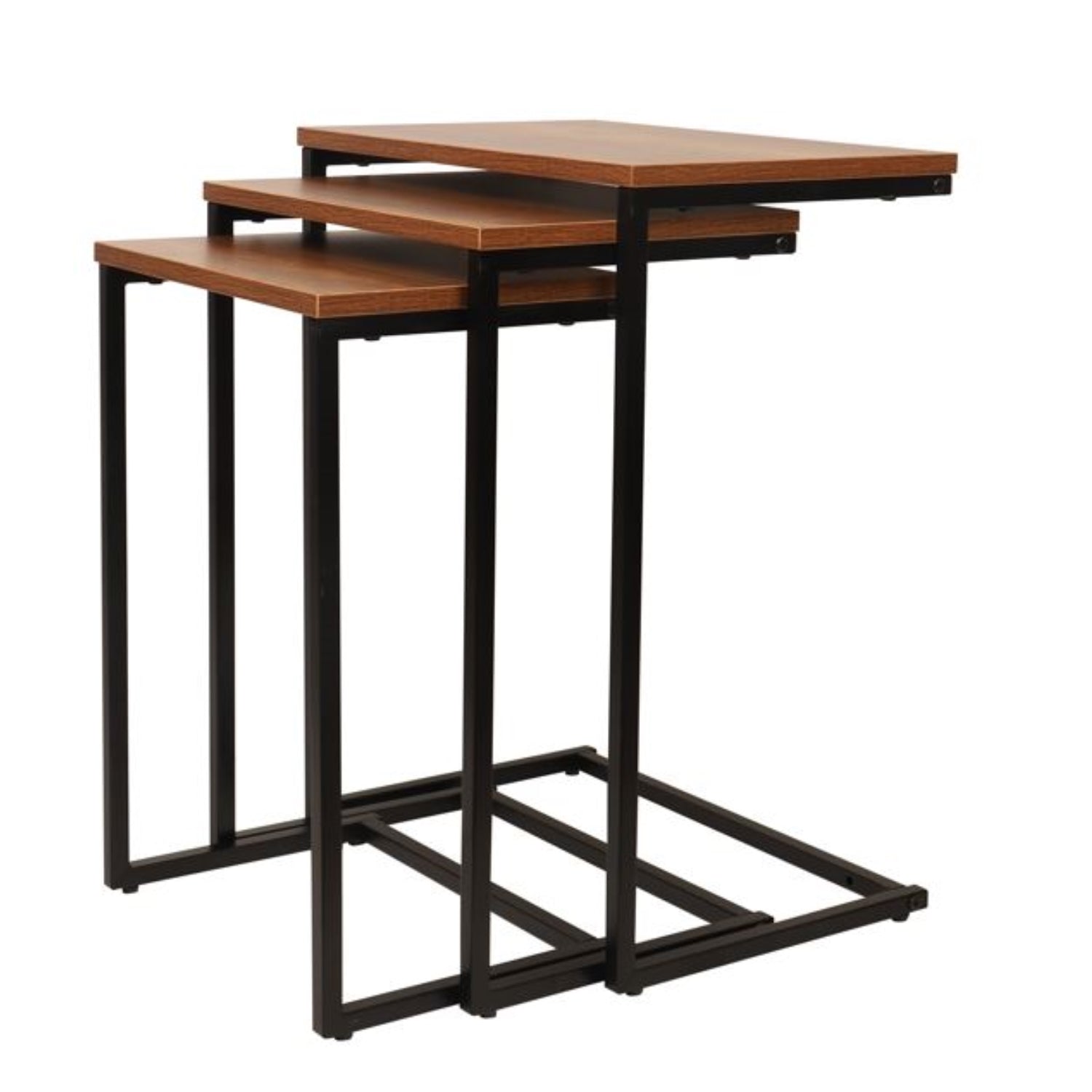 Jessar - Ensemble de 3 Tables d'appoint, De la Collection Eden, Grain de Bois Brun - Simple Boutique