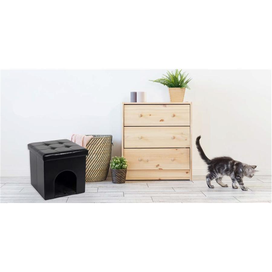 Jessar - Ottomane/Repose-Pied Avec Cachette pour Animaux, De la Collection Maddox, Noir - Simple Boutique