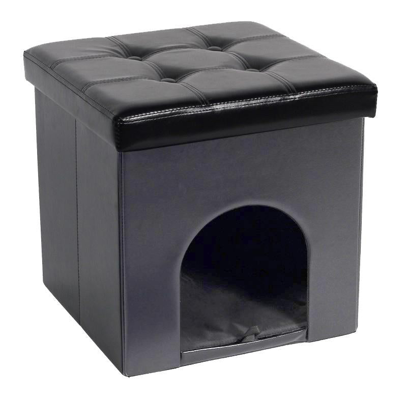 Jessar - Ottomane/Repose-Pied Avec Cachette pour Animaux, De la Collection Maddox, Noir - Simple Boutique