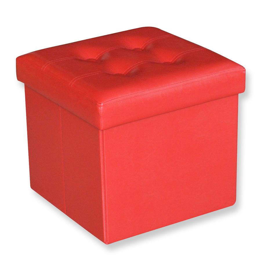 Jessar - Ottomane/Repose-Pied de Rangement, Cubique, De la Collection Austin , Rouge - Simple Boutique