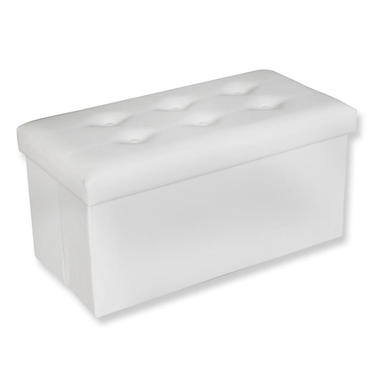 Jessar - Ottomane/Repose-Pied de Rangement, Rectangulaire, De la Collection Acadia, Blanc - Simple Boutique