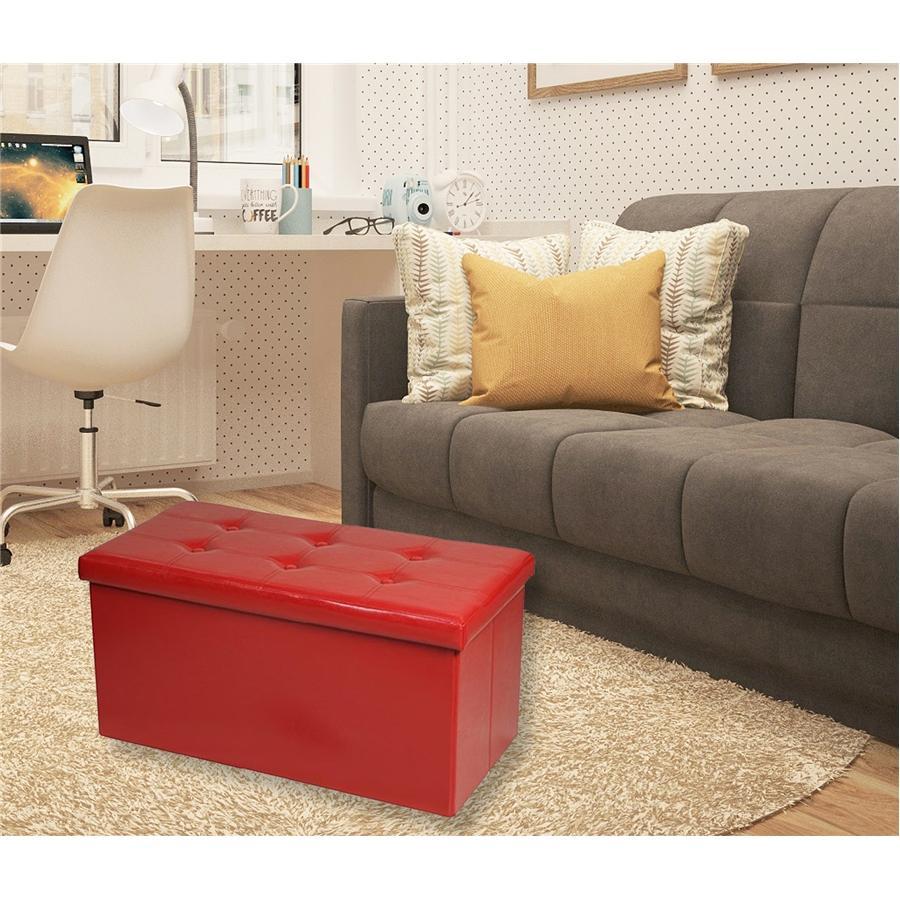 Jessar - Ottomane/Repose-Pied de Rangement, Rectangulaire, De la Collection Acadia, Rouge - Simple Boutique